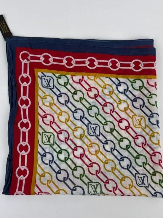 Louis Vuitton Scarf Cotton Multicolor Vintage - Picture 10 of 11